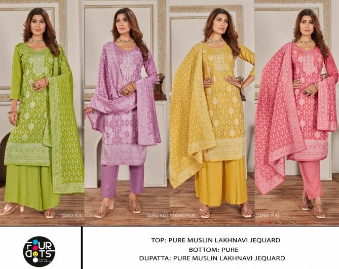 Ganga By Four Dots Pure Muslin Jacquard Designer Salwar Suits Wholesale Market In Surat
